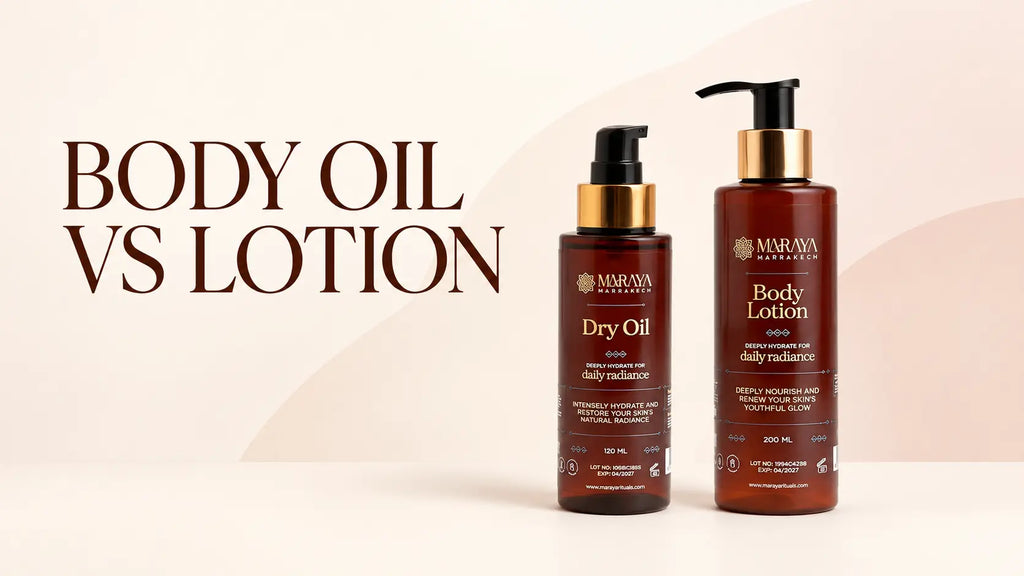 Maraya Dry Oil 120 ml and Body Lotion 200 ml comparison