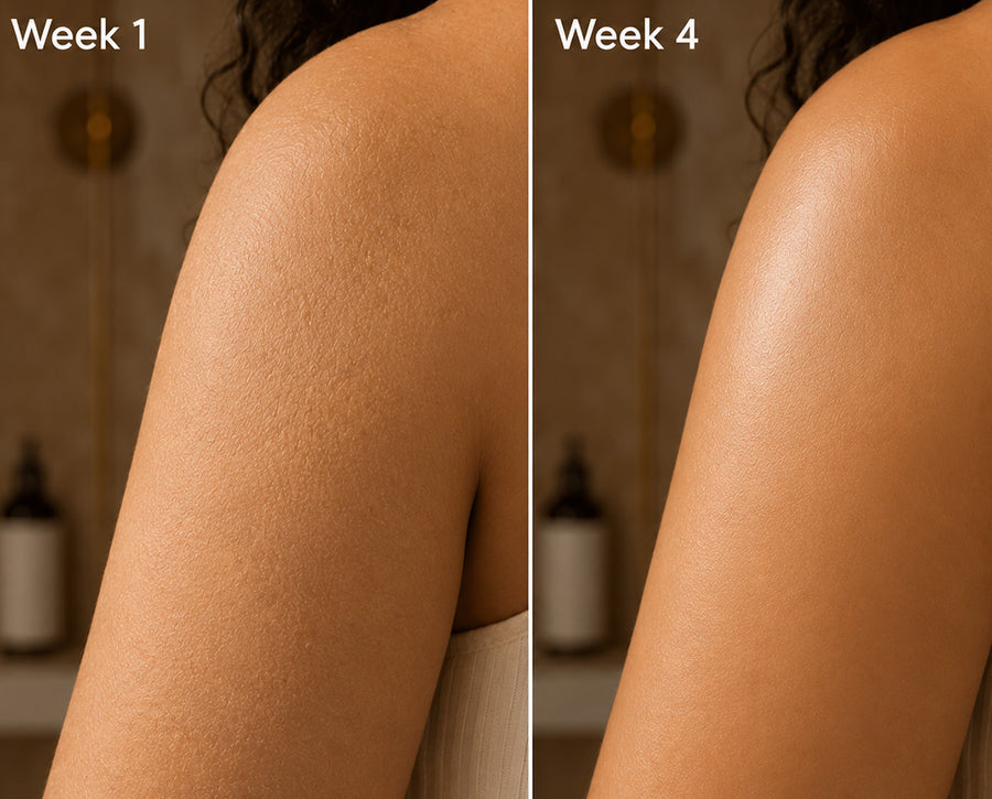 Before and after using Argan Body Scrub