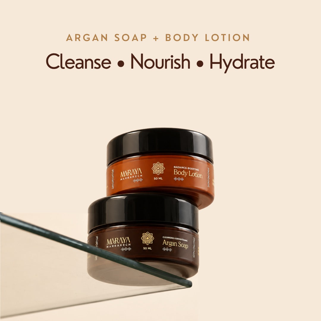 Maraya Mini Duo Moroccan Argan Soap and Body Lotion