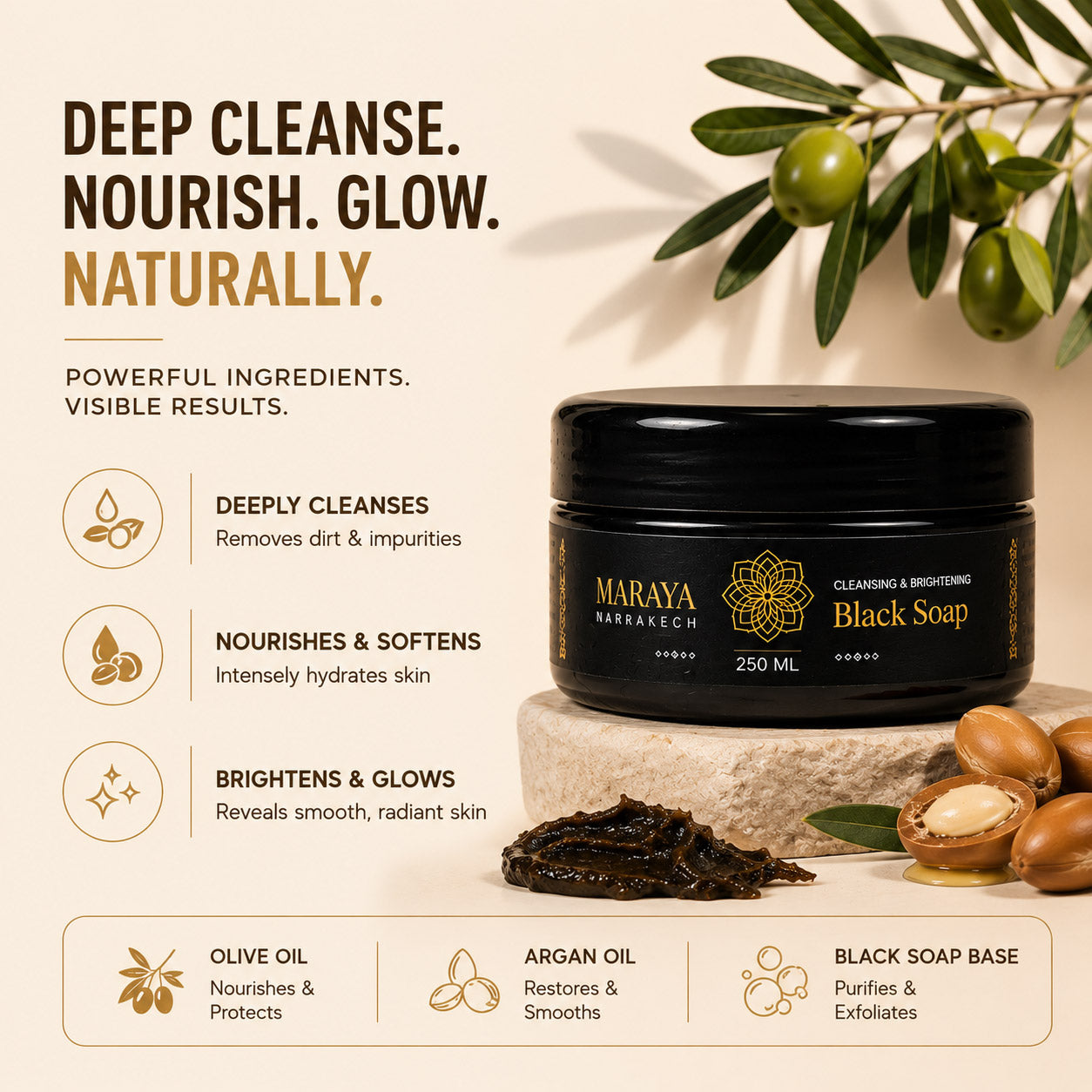 Maraya Black Soap 250 ml jar